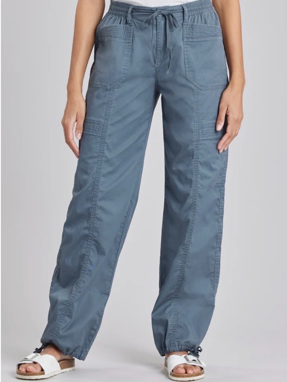 UNIONBAY Women's Wide Leg Drawstring Pants in Slate Blue